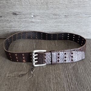 Levi's Brown Leather Belt with Silver Buckle
